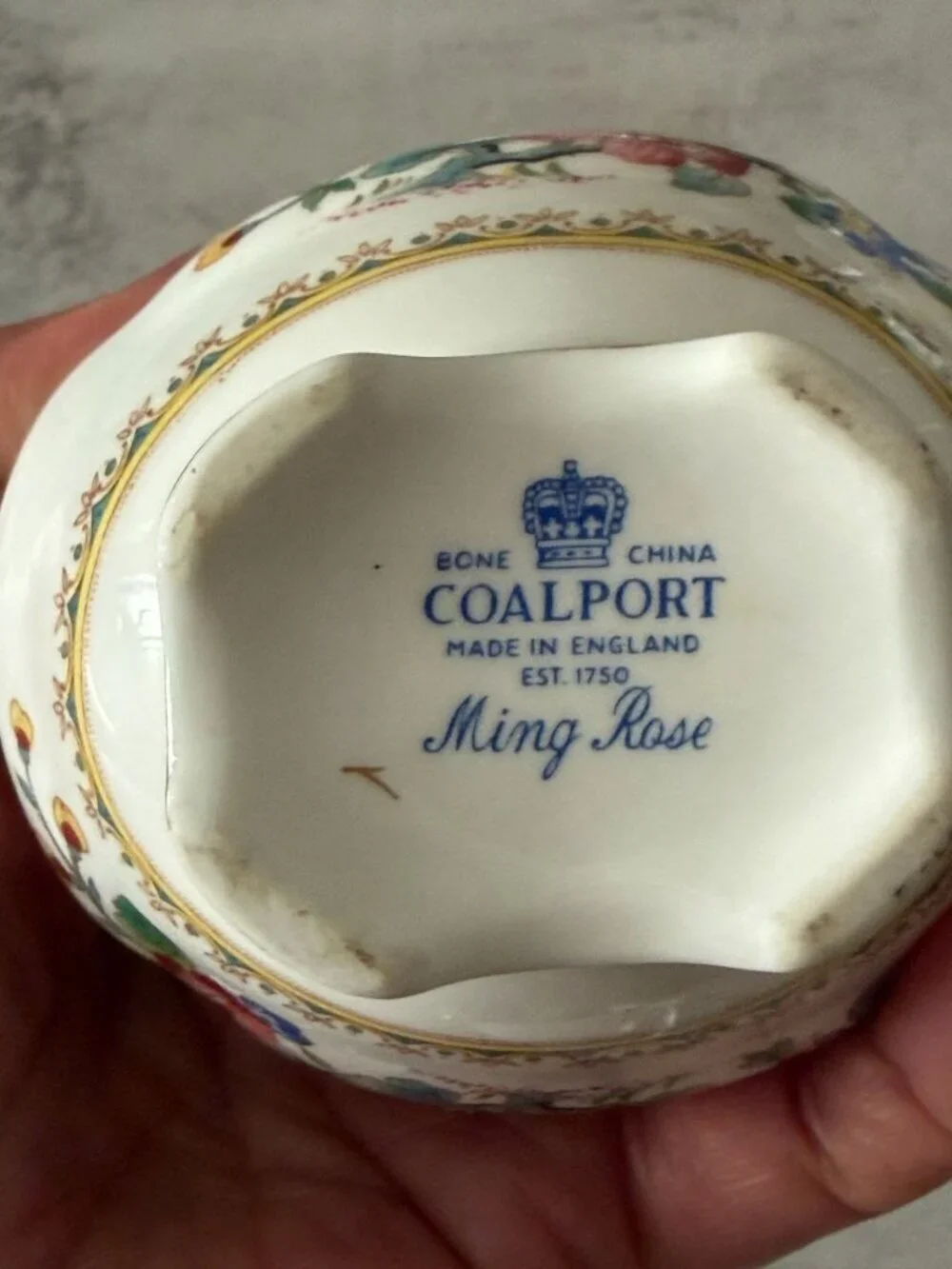 Vintage Coalport Ming Rose Scalloped Bone China Open Sugar Creamer Set England
